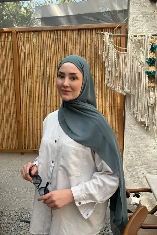 Krep Şifon Şal - Yeşil 