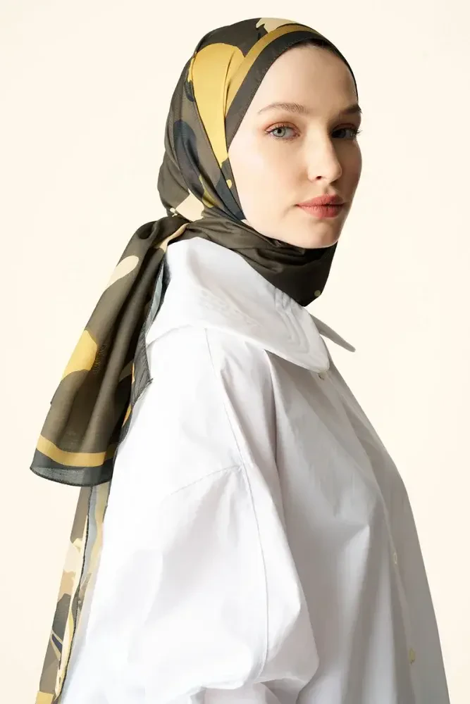 Liva Desenli Pamuk Dokulu Şal - Yeşil - MADAME POLO