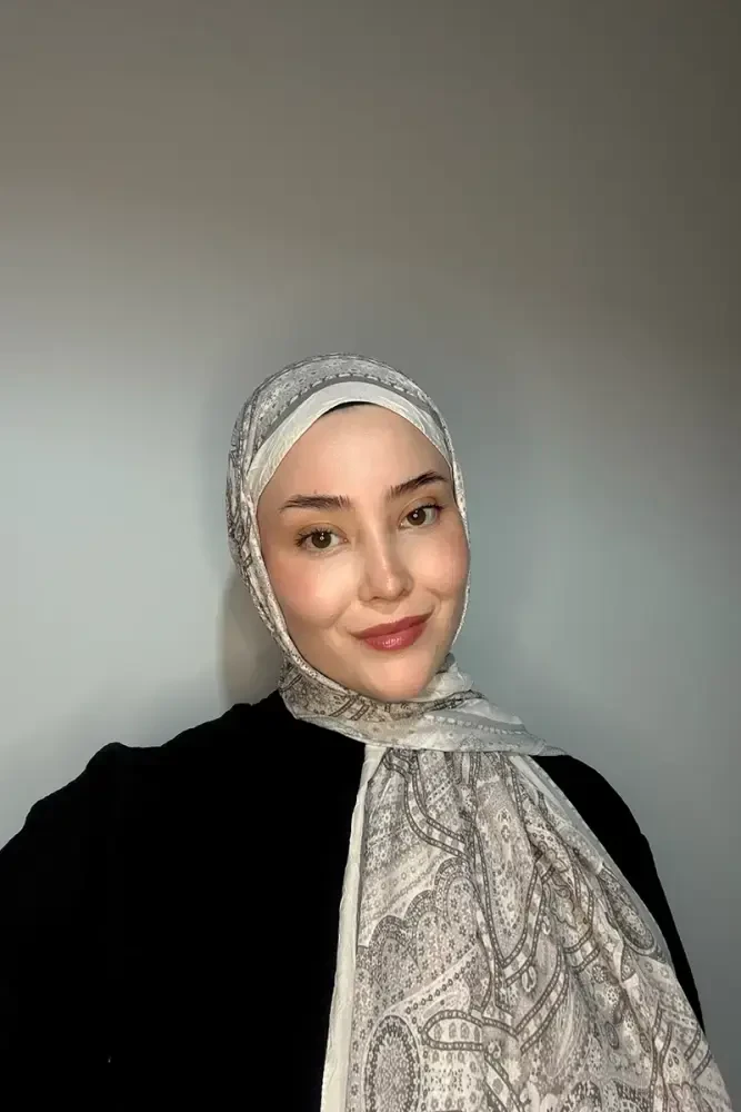 Live Siena Desen Şal - Gri - MADAME POLO