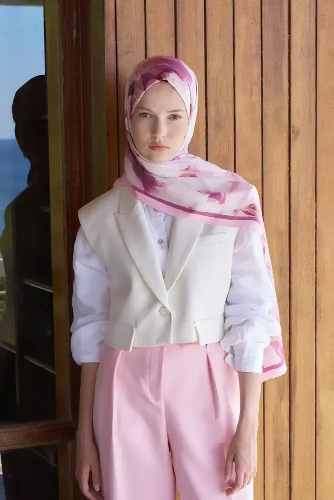 Live Garden Desen Şal - Pembe - 5