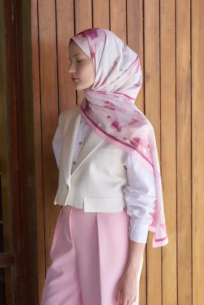 Live Garden Desen Şal - Pembe - MADAME POLO