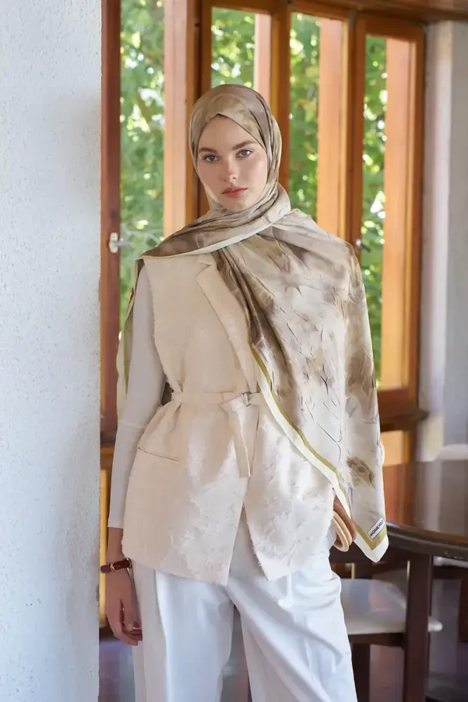 Live Garden Desen Şal - Yağ Yeşili - 4