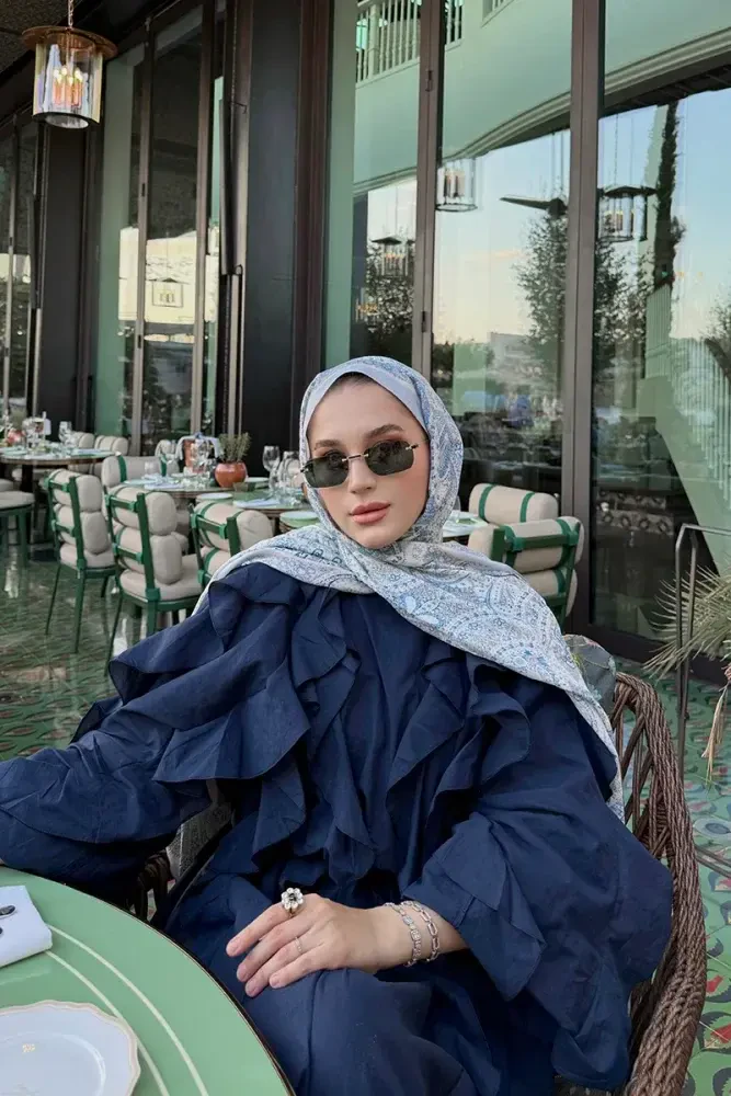 Live Siena Desen Şal - Açık Mavi - 1