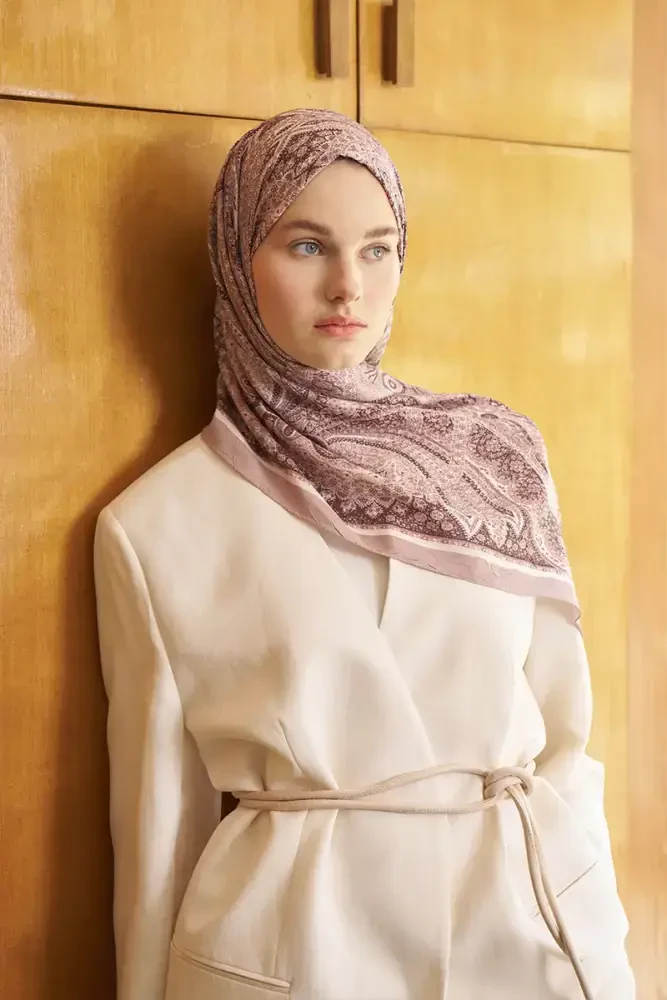 Live Siena Desen Şal - Koyu Bej - MADAME POLO