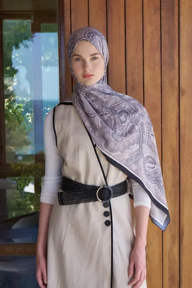 Live Siena Desen Şal - Siyah - MADAME POLO