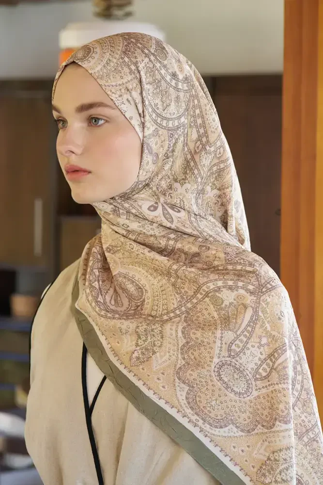 Live Siena Desen Şal - Yeşil - MADAME POLO