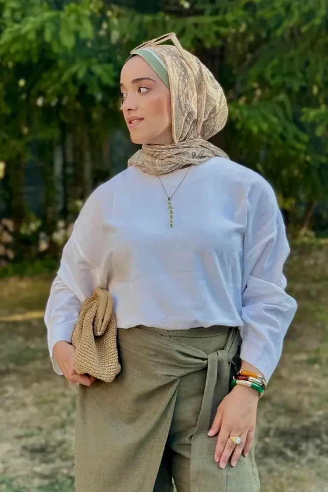 Live Siena Desen Şal - Yeşil - MADAME POLO