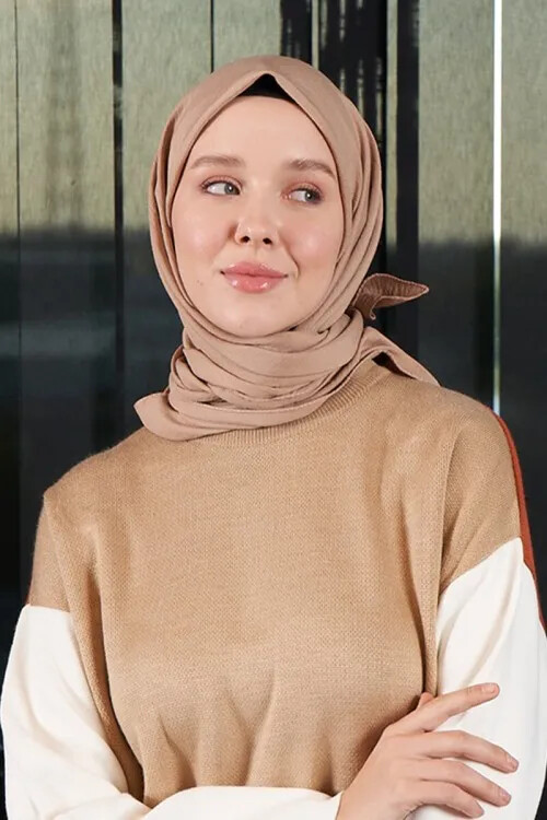 Luxury Pamuk Kraş Eşarp - Fındık - 1