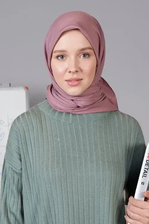 Luxury Pamuk Kraş Eşarp - Pastel Pembe - 1