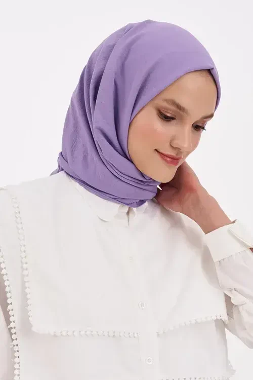 Luxury Pamuk Kraş Şal - Lila - 2
