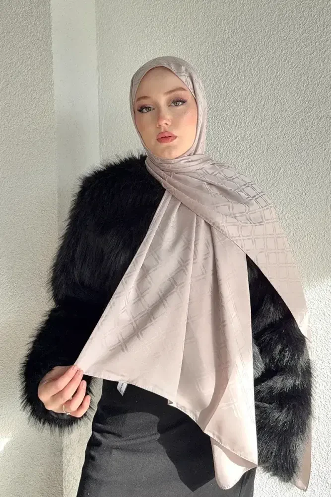 Naiya Jakar Şal Frame Desen - Bej - 4