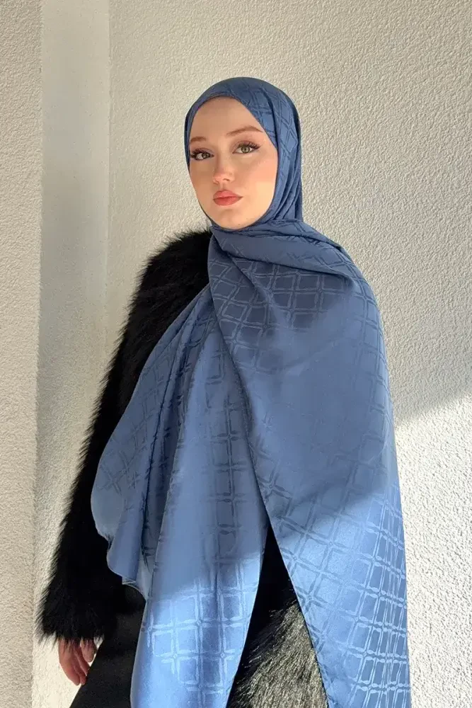 Naiya Jakar Şal Frame Desen - İndigo - 2