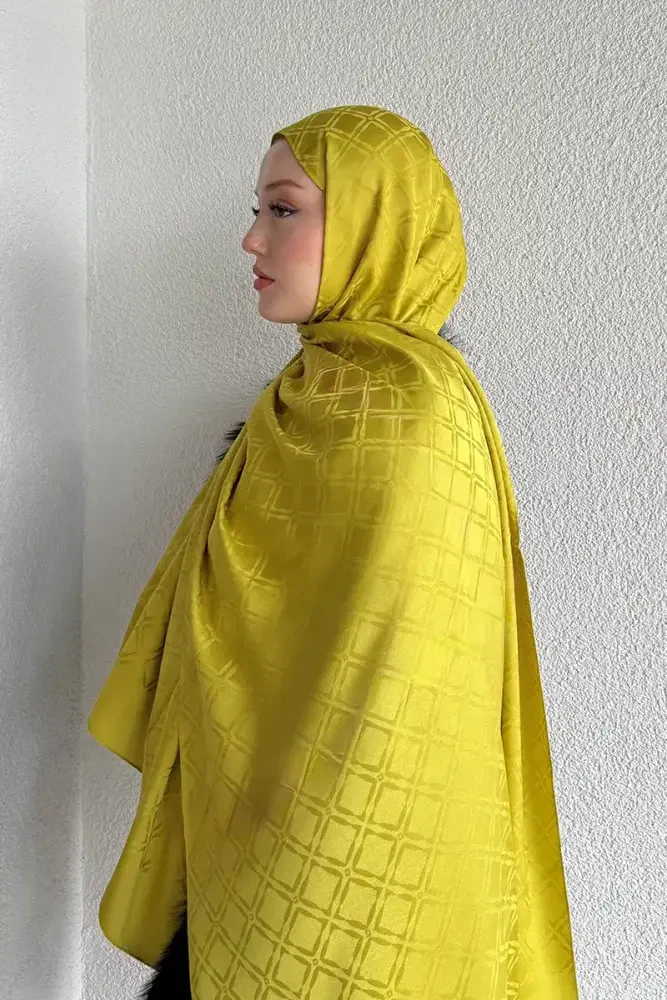 Naiya Jakar Şal Frame Desen - Lime - 4