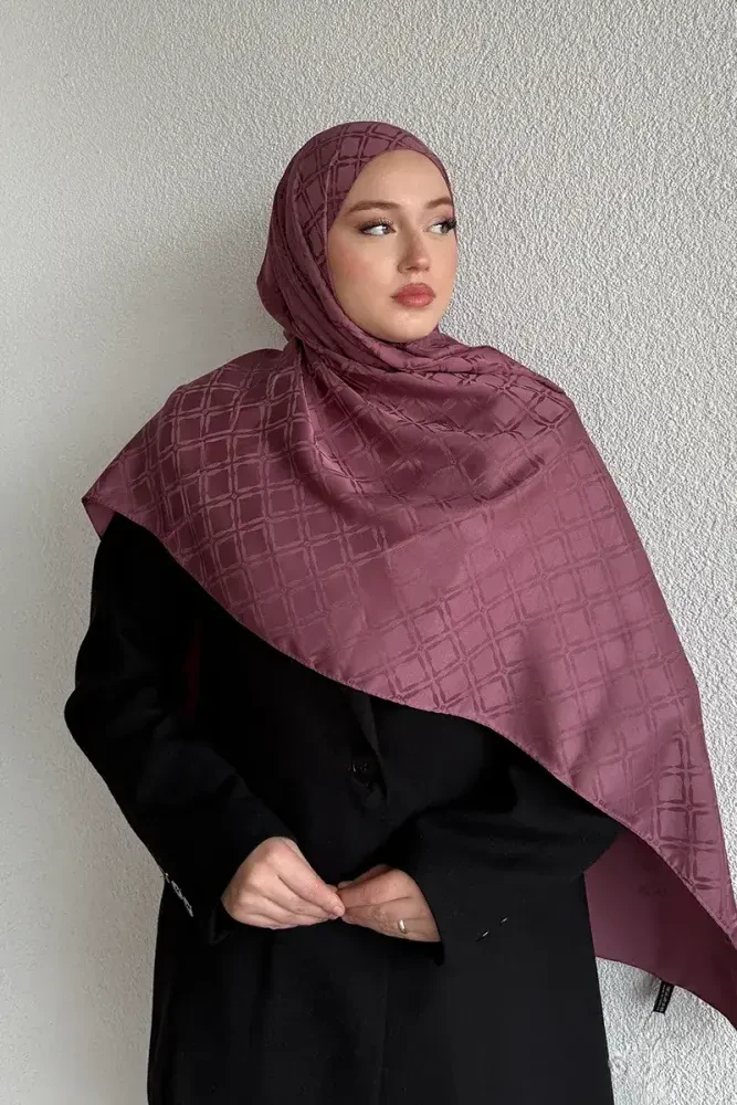 Naiya Jakar Şal Frame Desen - Mürdüm - 4