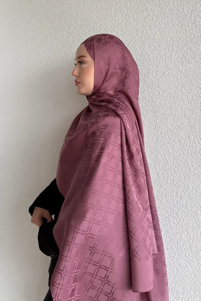 Naiya Jakar Şal Frame Desen - Mürdüm - 3