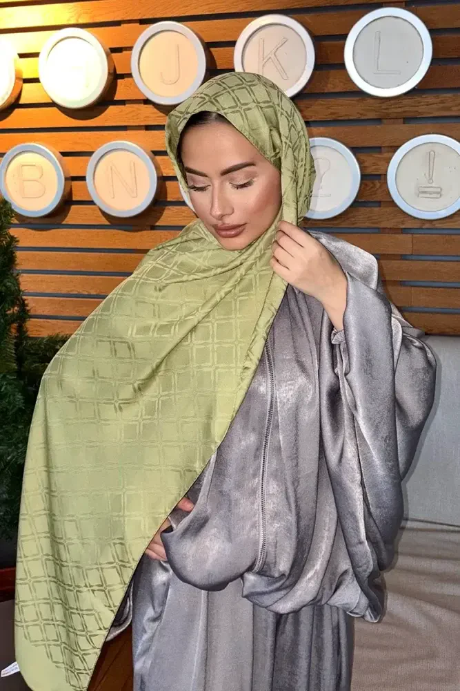 Naiya Jakar Şal Frame Desen - Yağ Yeşili - 3