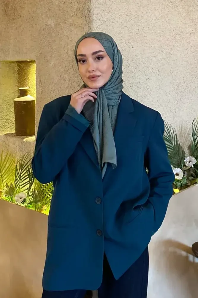 Naiya Jakar Şal Frame Desen - Yeşil - 2