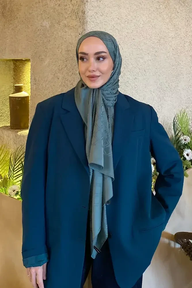 Naiya Jakar Şal Frame Desen - Yeşil - 3