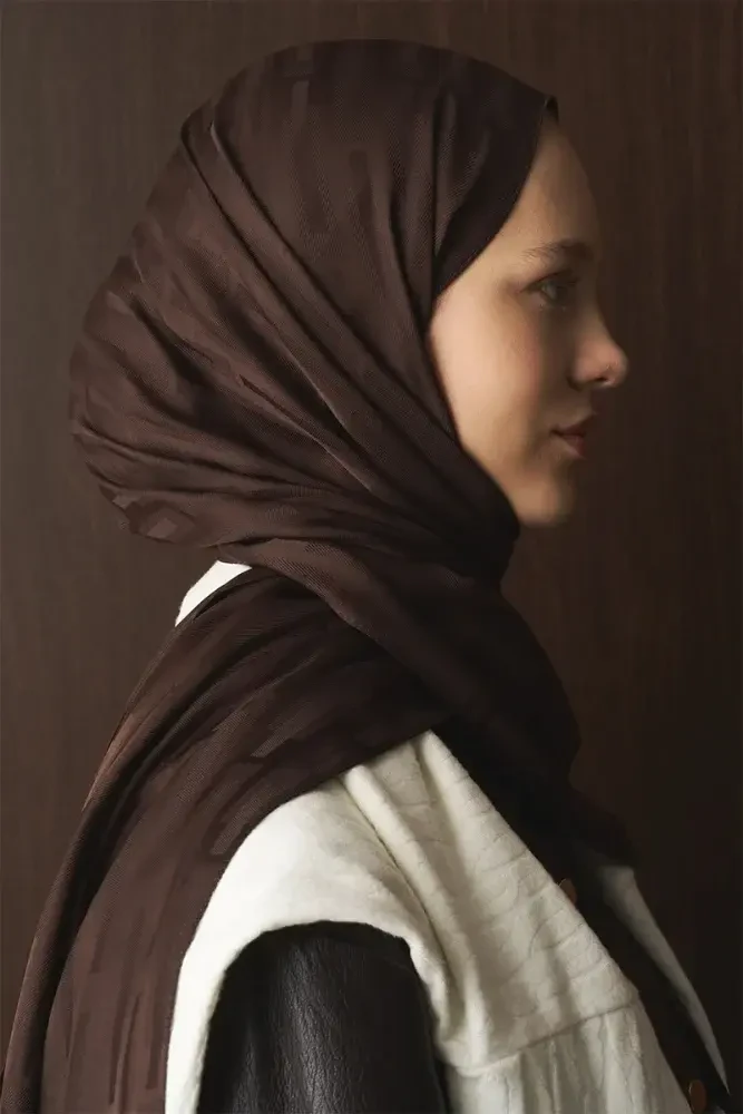 Naiya Jakar Şal Line Desen - Acı Kahve - 3