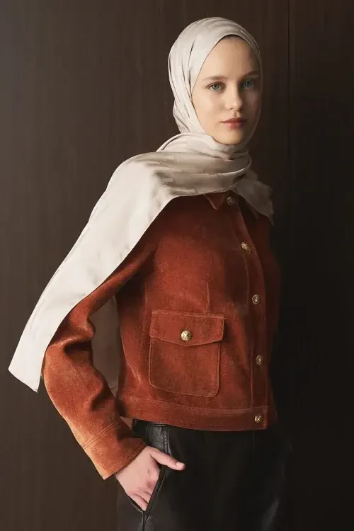 Naiya Jakar Şal Line Desen - Bej 