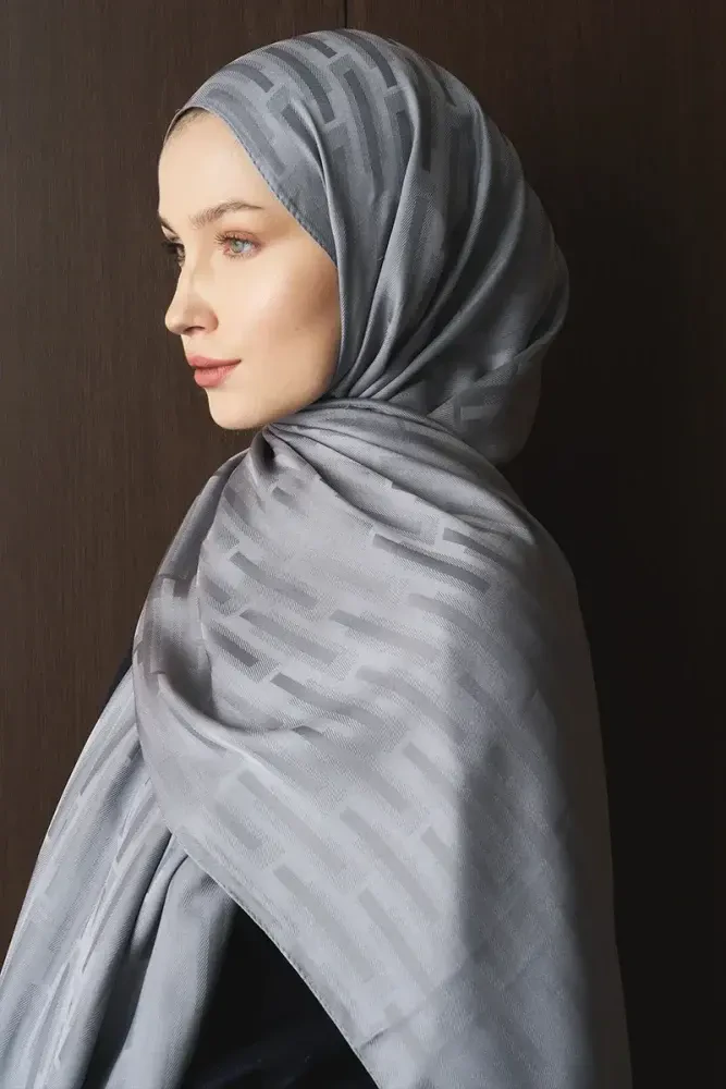 Naiya Jakar Şal Line Desen - Gri - 4