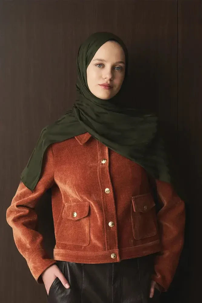 Naiya Jakar Şal Line Desen - Haki - 2