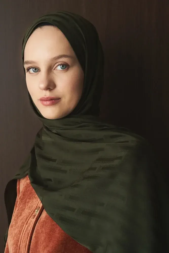 Naiya Jakar Şal Line Desen - Haki - 4