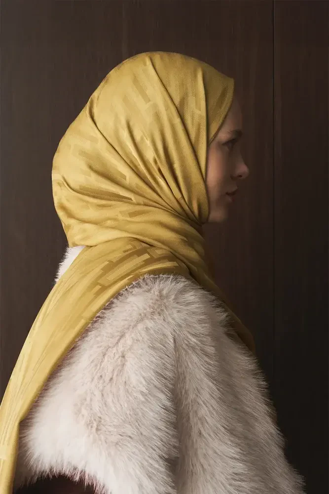 Naiya Jakar Şal Line Desen - Hardal - 5