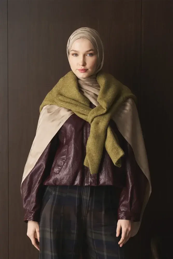 Naiya Jakar Şal Line Desen - Latte - 2