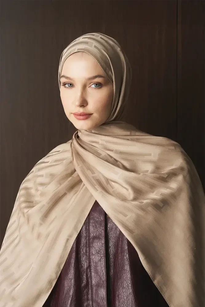 Naiya Jakar Şal Line Desen - Latte - 4