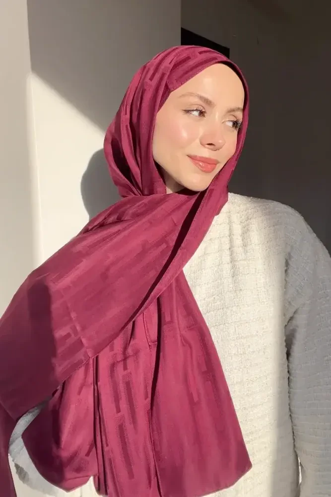 Naiya Jakar Şal Line Desen - Mürdüm - 1