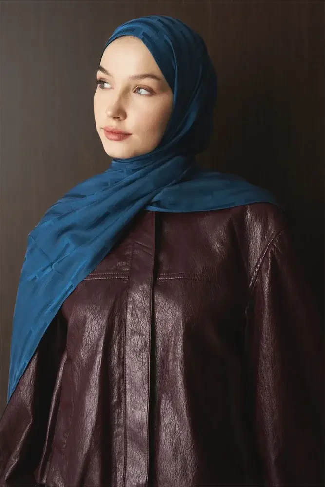 Naiya Jakar Şal Line Desen - Petrol - 4