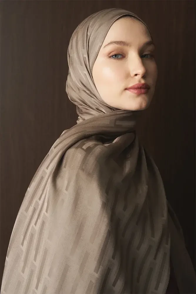 Naiya Jakar Şal Line Desen - Vizon - 4