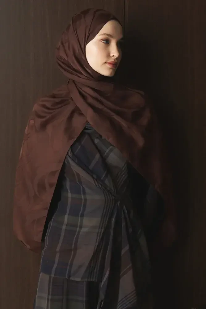 Naiya Jakar Şal Wave Desen - Acı Kahve - 1