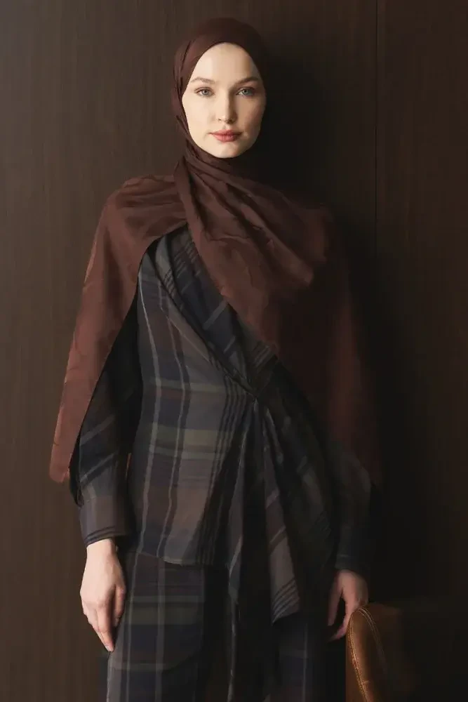 Naiya Jakar Şal Wave Desen - Acı Kahve - 4