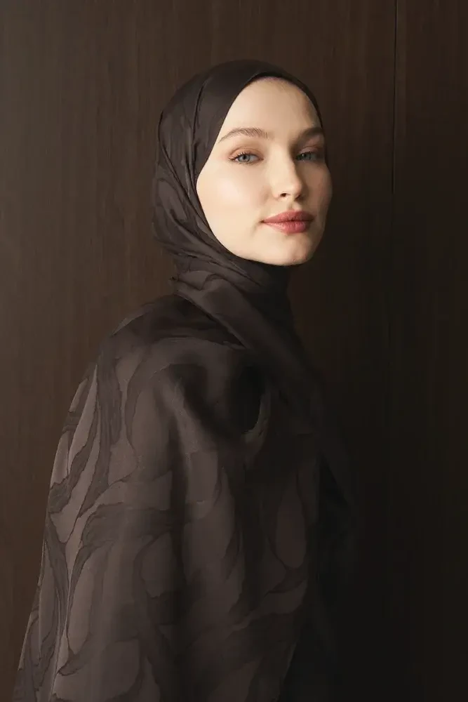 Naiya Jakar Şal Wave Desen - Acı Kahve - 3