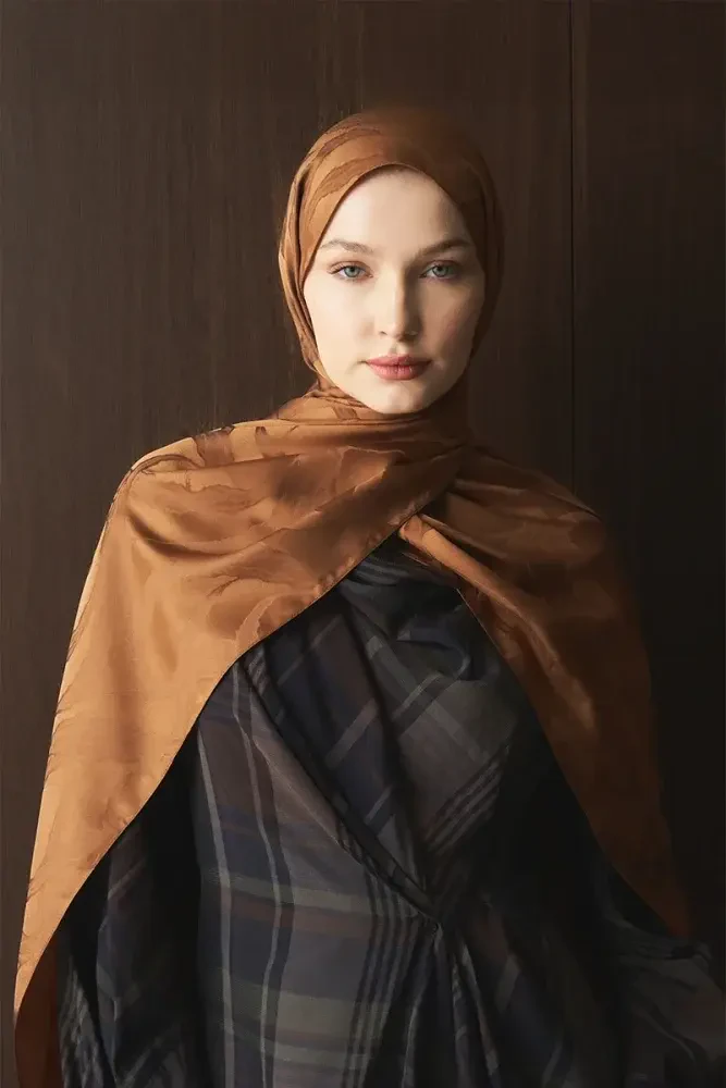 Naiya Jakar Şal Wave Desen - Bakır - MADAME POLO