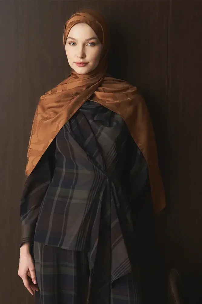 Naiya Jakar Şal Wave Desen - Bakır - 4