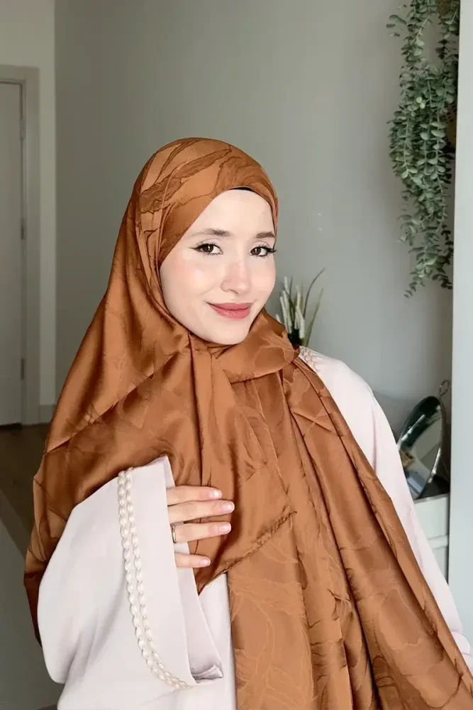 Naiya Jakar Şal Wave Desen - Bakır - MADAME POLO