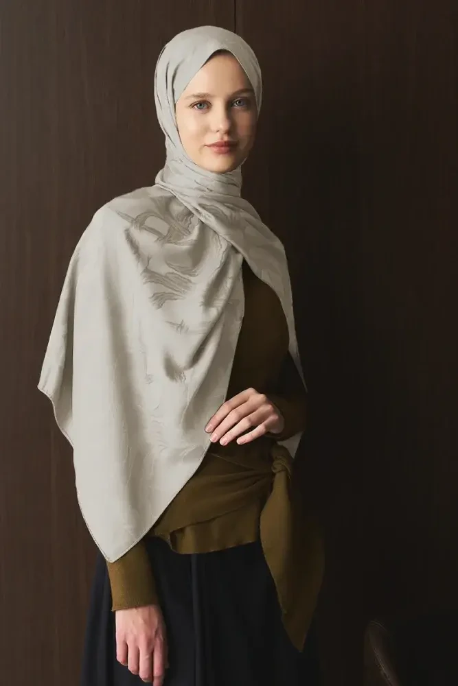 Naiya Jakar Şal Wave Desen - Bej - MADAME POLO