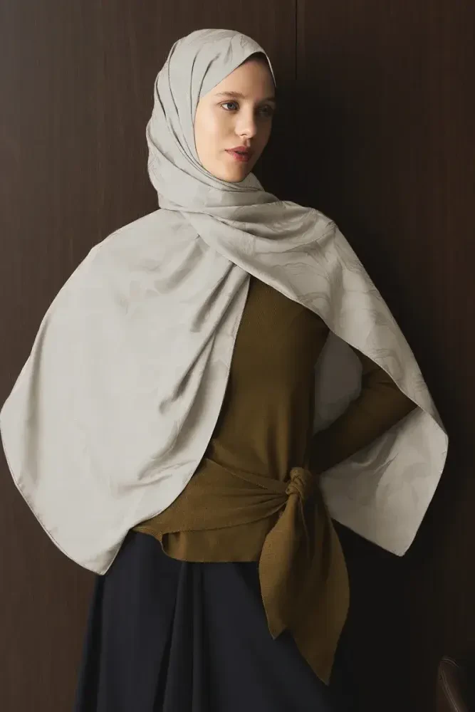 Naiya Jakar Şal Wave Desen - Bej - MADAME POLO