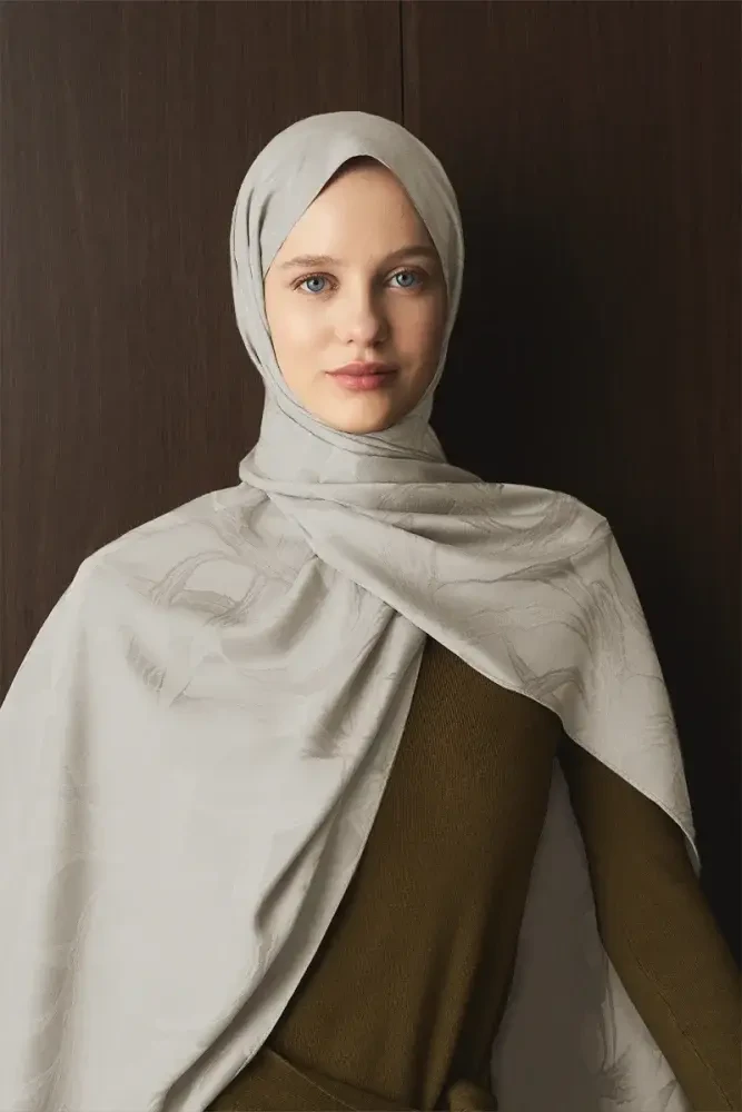 Naiya Jakar Şal Wave Desen - Bej - MADAME POLO