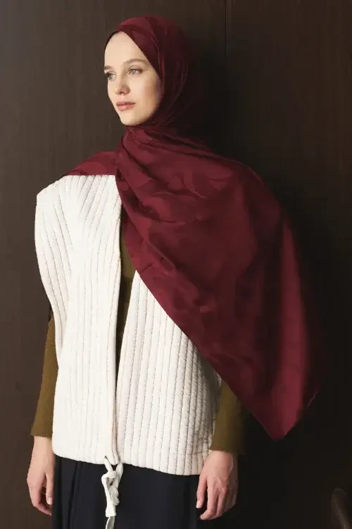 Naiya Jakar Şal Wave Desen - Bordo 