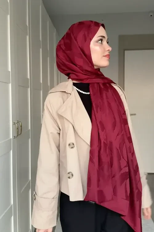 Naiya Jakar Şal Wave Desen - Bordo 