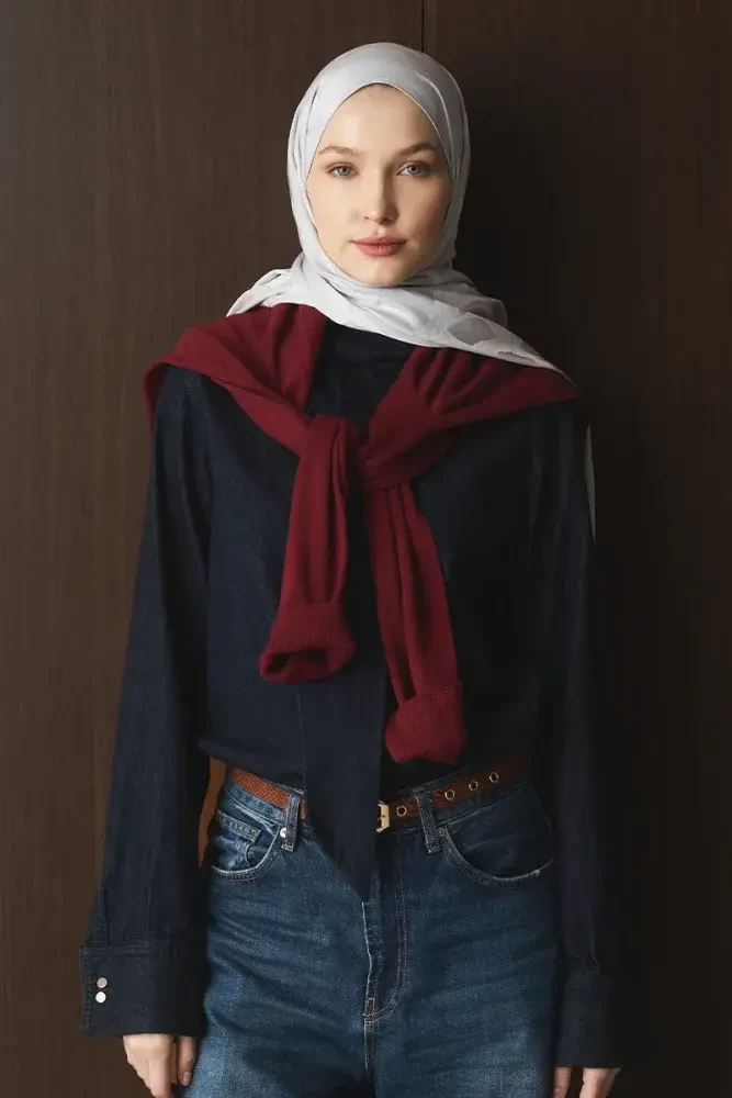 Naiya Jakar Şal Wave Desen - Gümüş - MADAME POLO