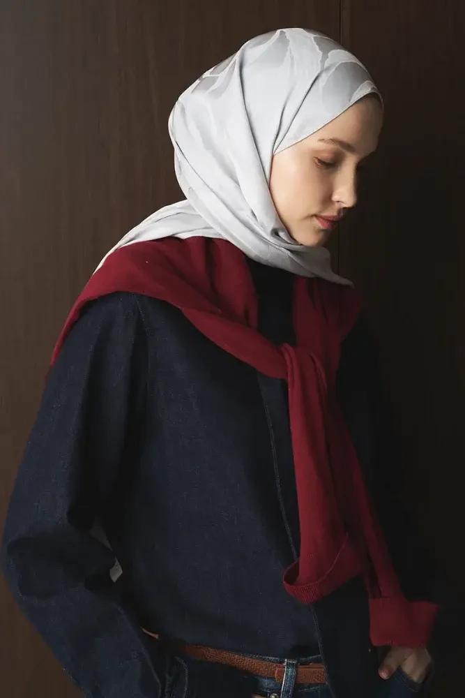 Naiya Jakar Şal Wave Desen - Gümüş - 3