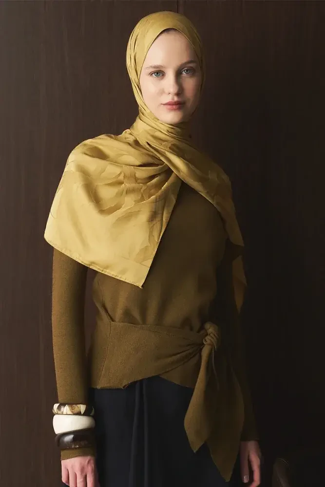 Naiya Jakar Şal Wave Desen - Hardal - 3