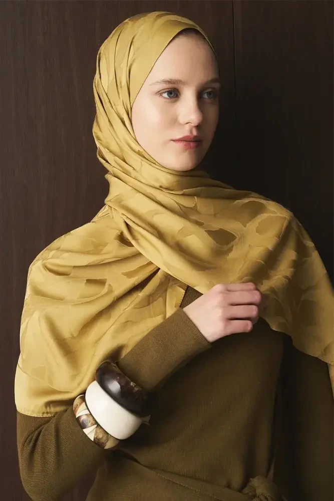 Naiya Jakar Şal Wave Desen - Hardal - 4