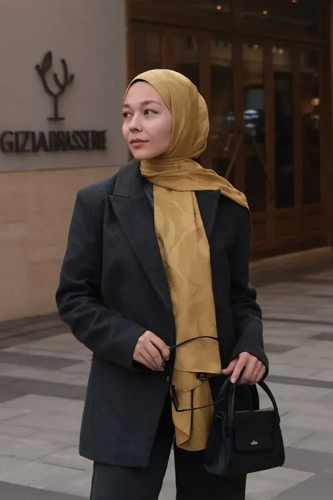 Naiya Jakar Şal Wave Desen - Hardal - 1