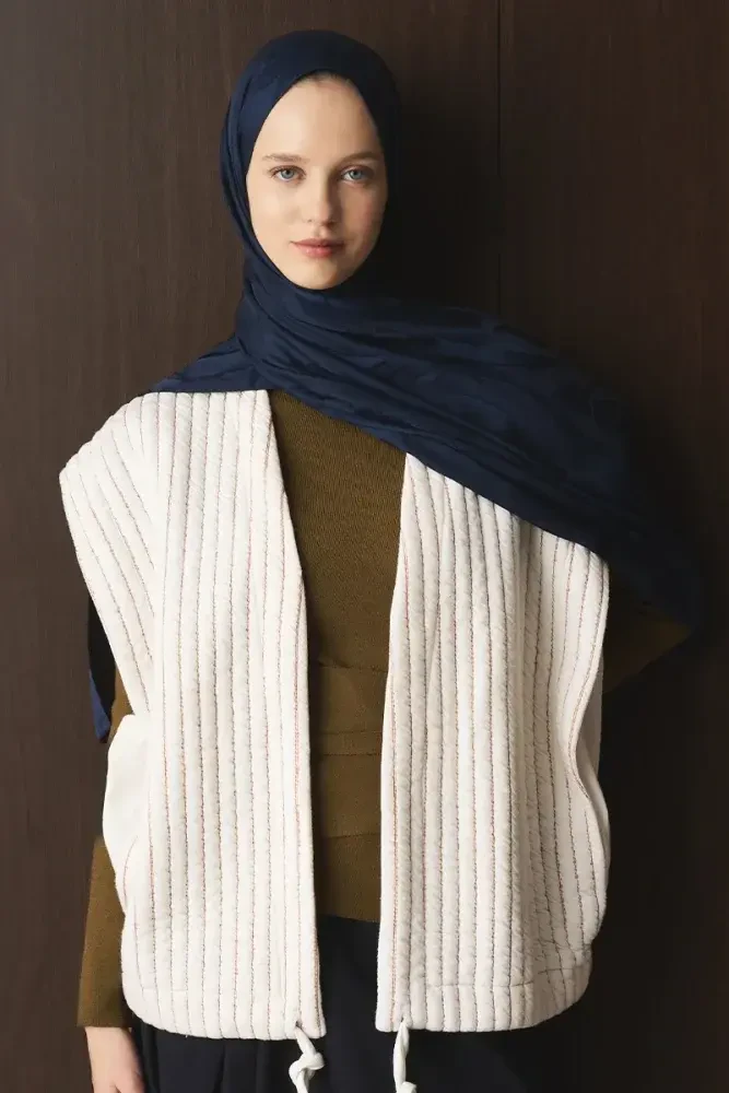 Naiya Jakar Şal Wave Desen - Lacivert - 2